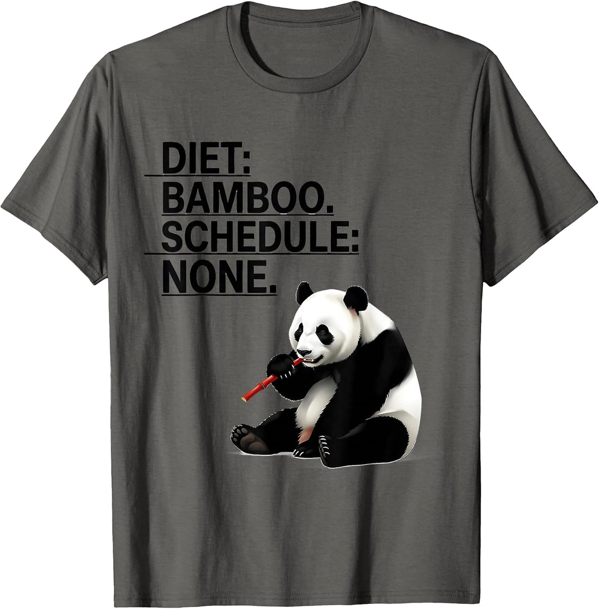Diet Bamboo Schedule None Cute Panda Lover Animal Humor T-Shirt - Asphalt Grey