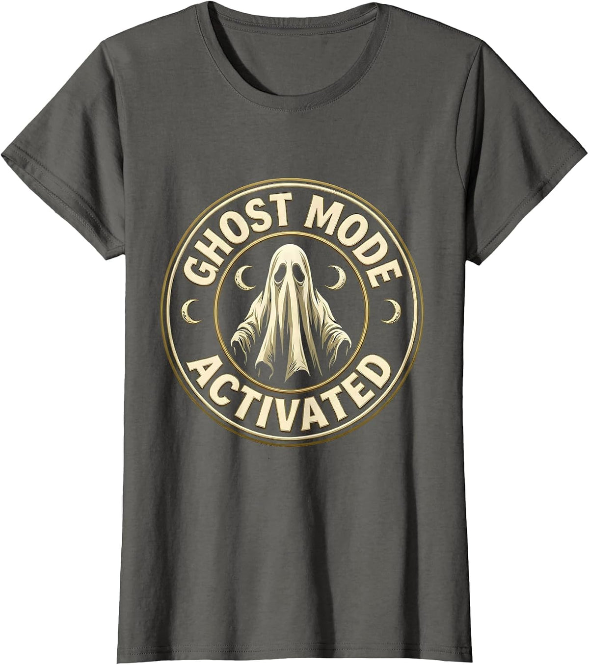 Ghost Mode Activated Spooky Season Design T-Shirt, Women, Asphalt Grey, XX-Large - As Pictured