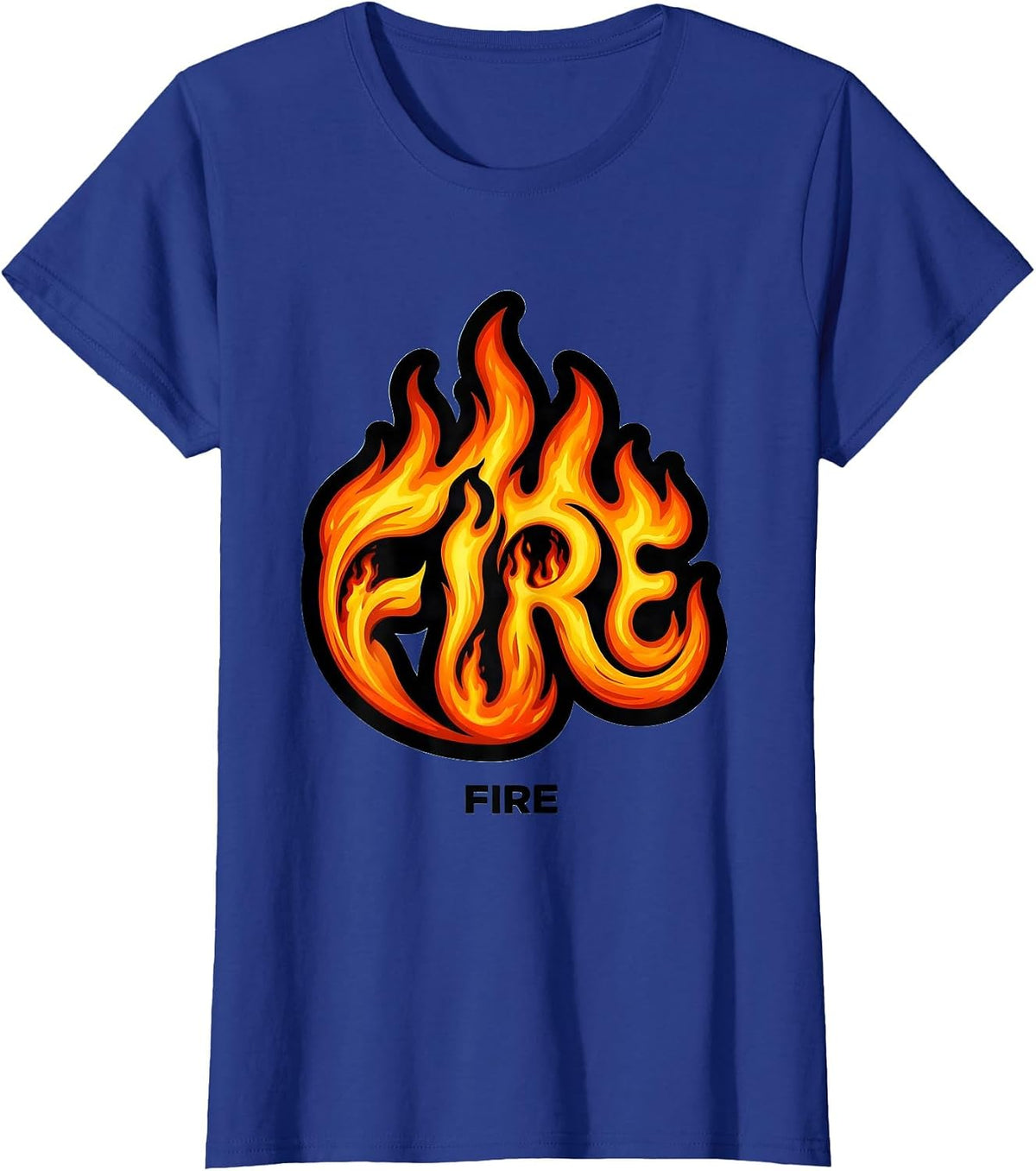Women's FIRE Cartoon Flame Ribbon Fire And Ice Costume Halloween T-Shirt - Royal Blue
