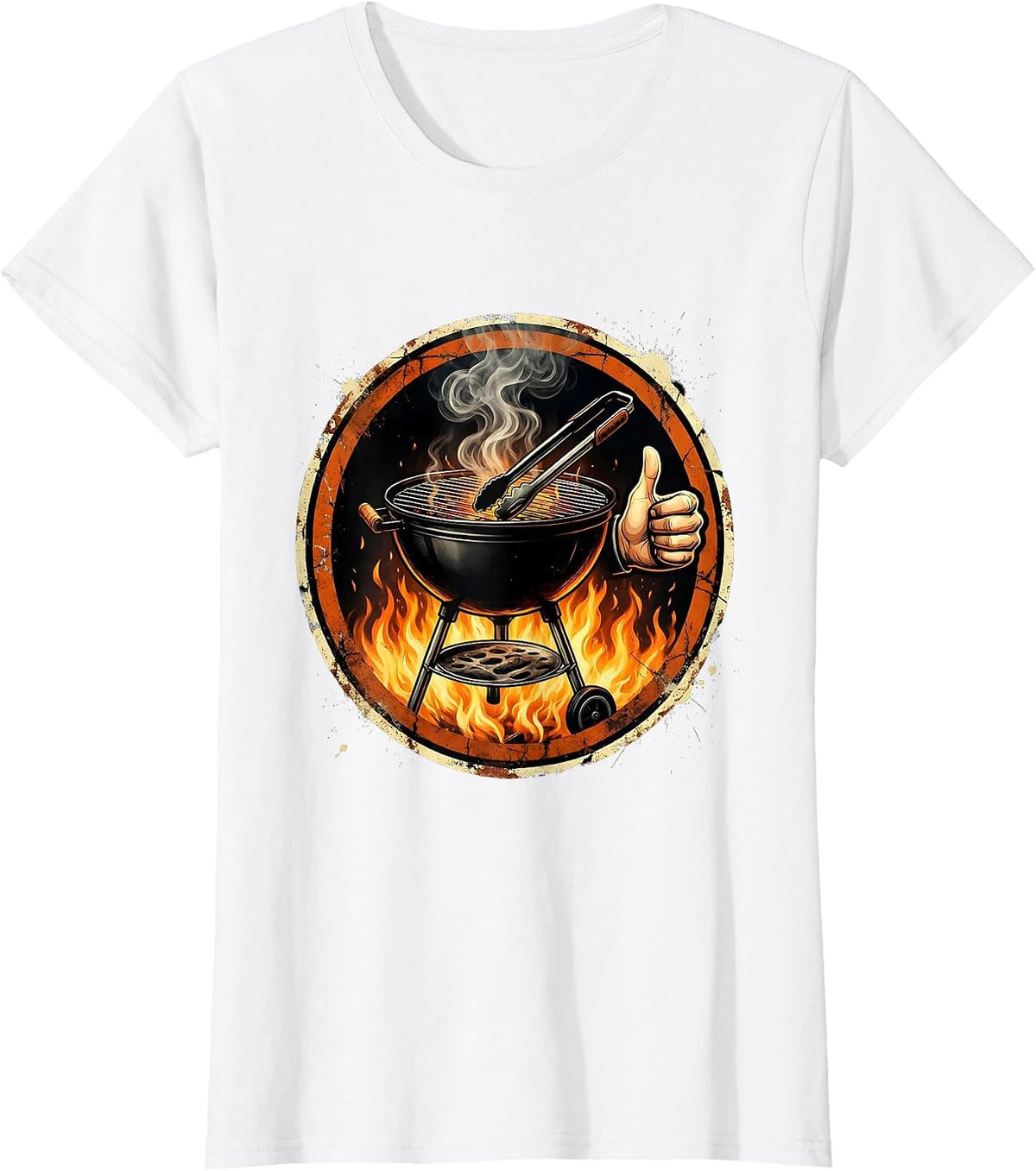 Dad Thumbs Up Backyard Barbecue Illustration T-Shirt - White