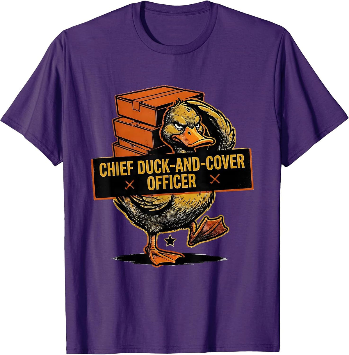 Chief Duck-And-Cover Officer Funny Duck Novelty Gift T-Shirt - Purple