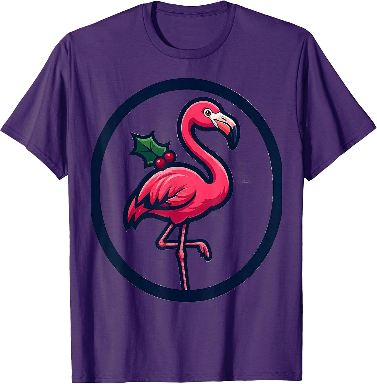 Men's Pink Flamingo Holiday Mascot Novelty Gift T-Shirt - Purple