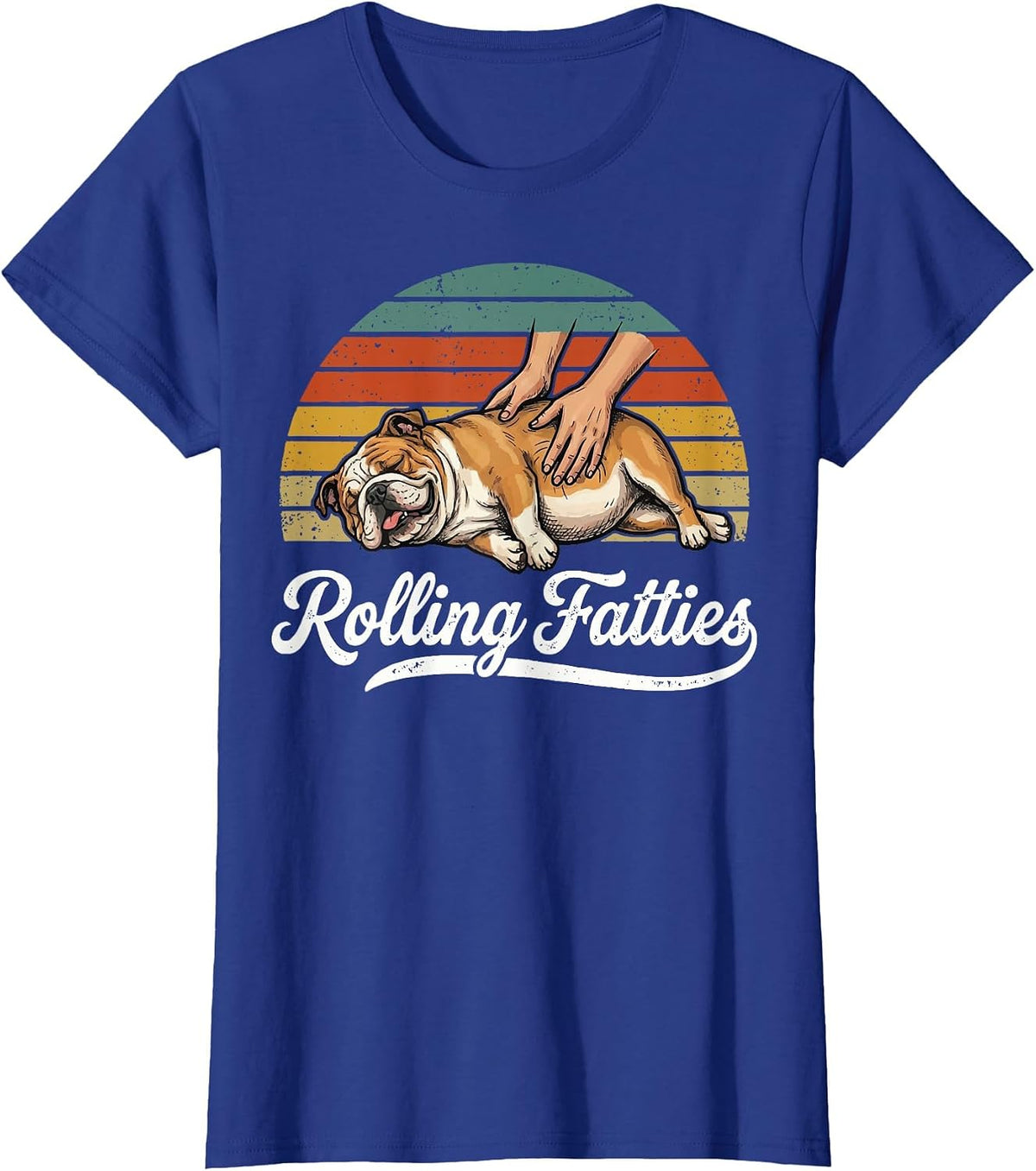 Rolling Fatties English Bulldog T-Shirt - Royal Blue