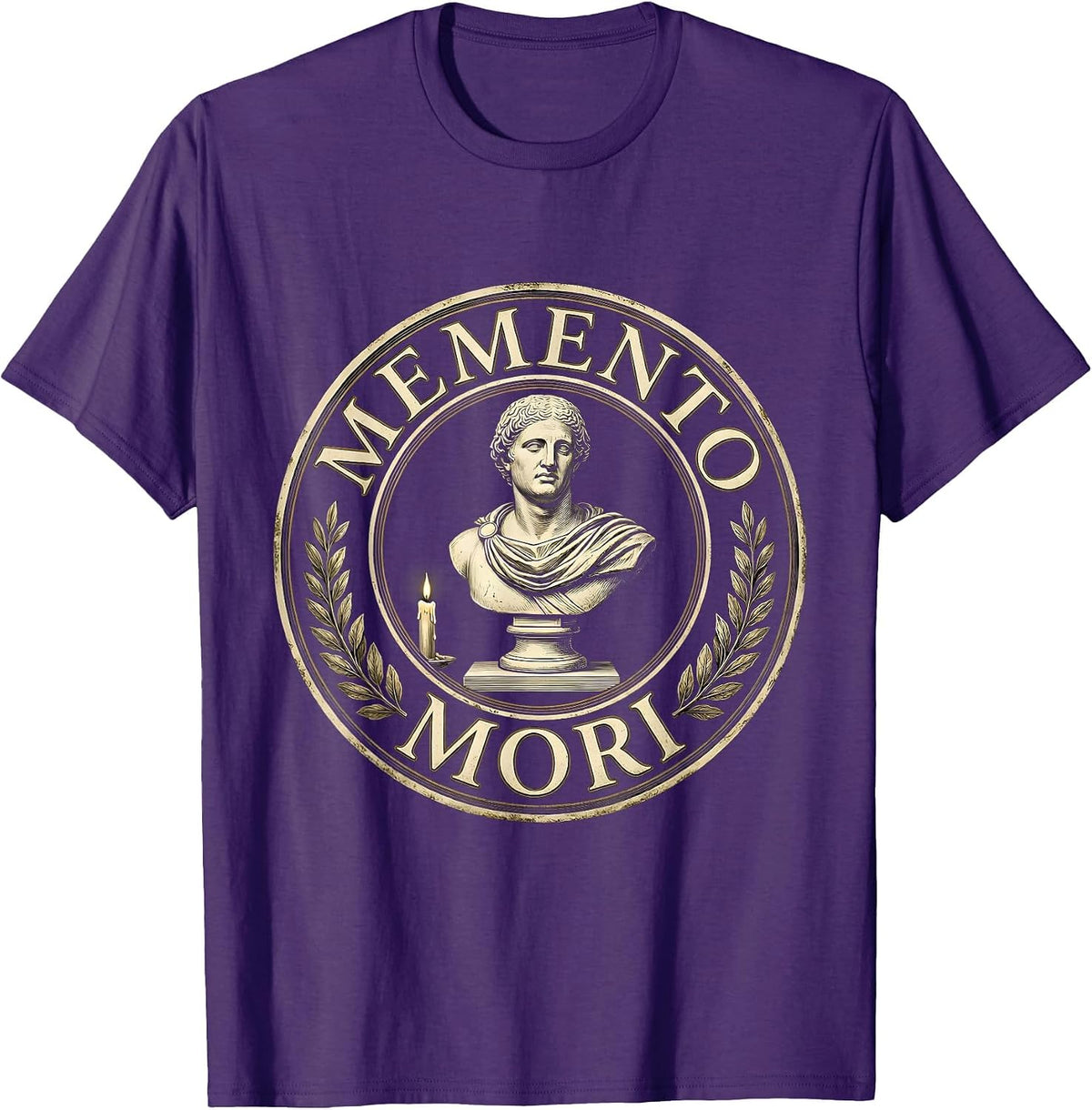 Memento Mori Stoic Philosophy Latin Quote Emblem T-Shirt - Purple