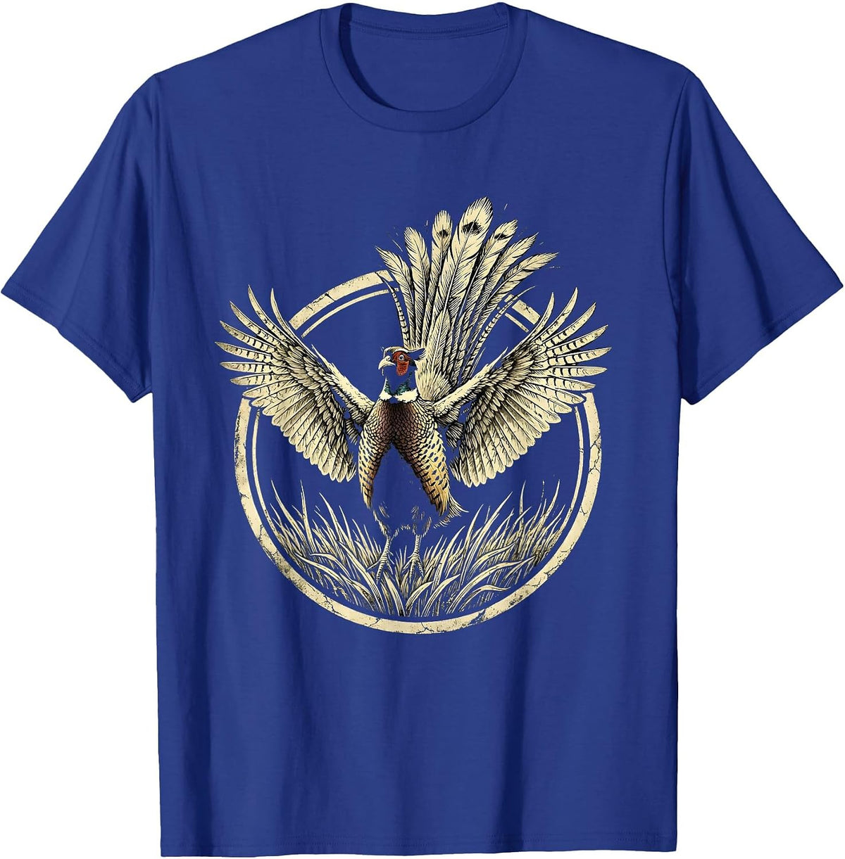 Pheasant Flush Hunting Graphic Design T-Shirt - Royal Blue