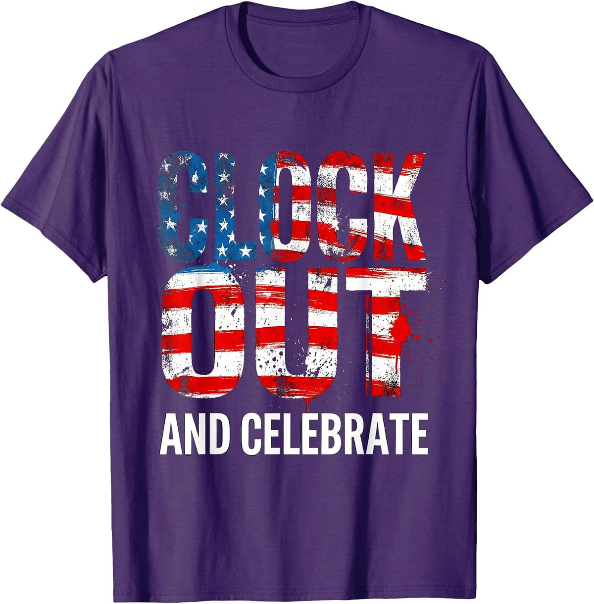 Clock Out and Celebrate Labor Day Design T-Shirt - Purple