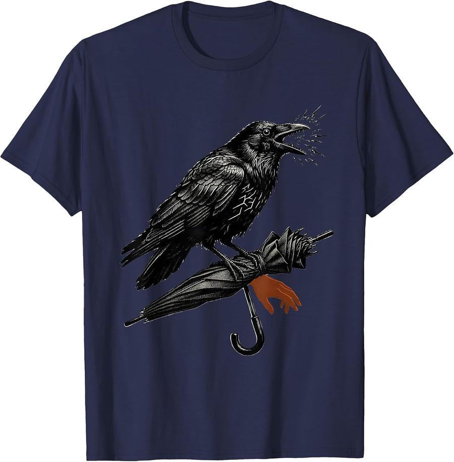F-Caw-F Crow Dark Humor Gothic Raven Halloween T-Shirt - Navy Blue