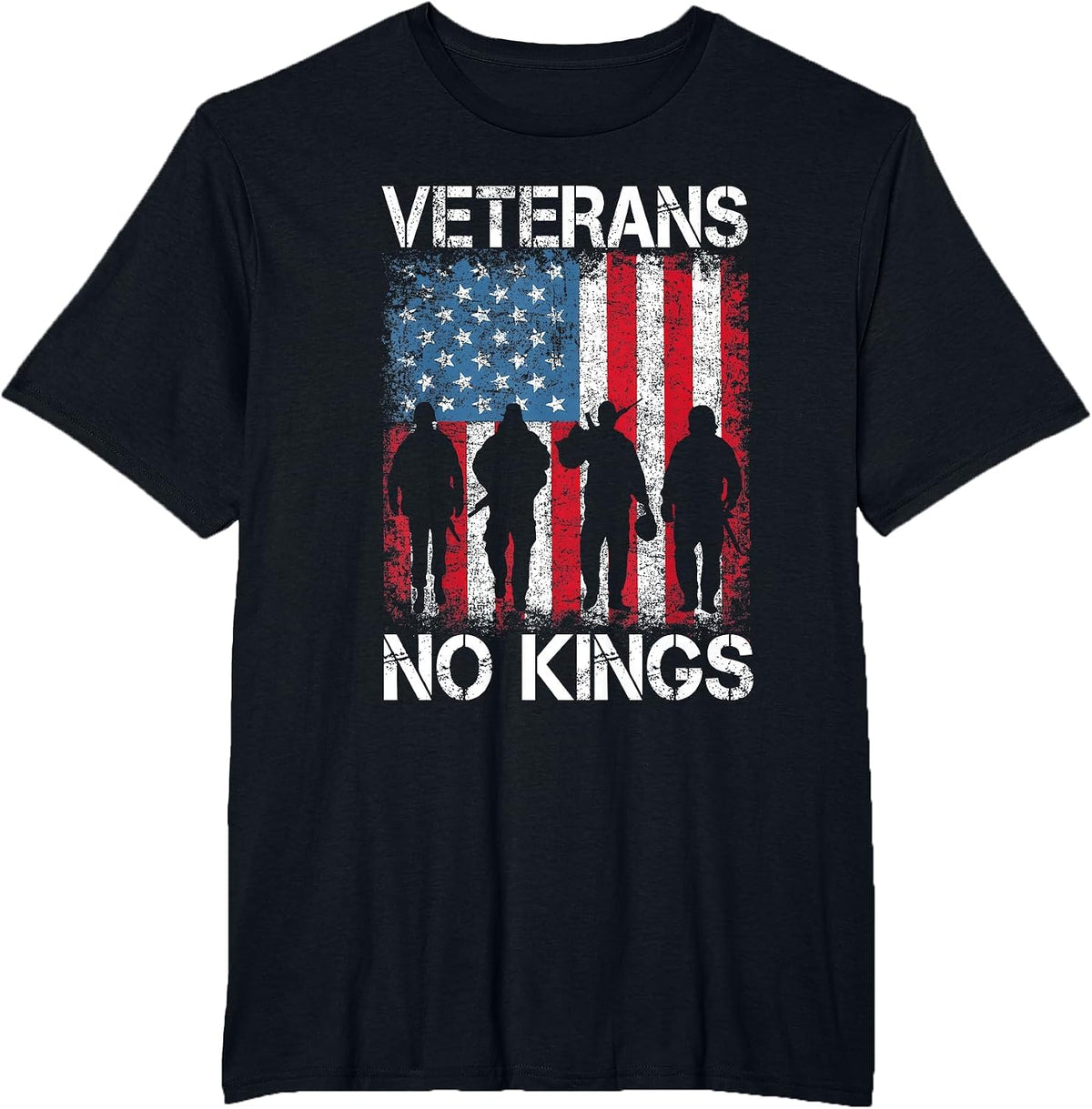 Vintage Military America Flag Veterans Day T-Shirt - Black