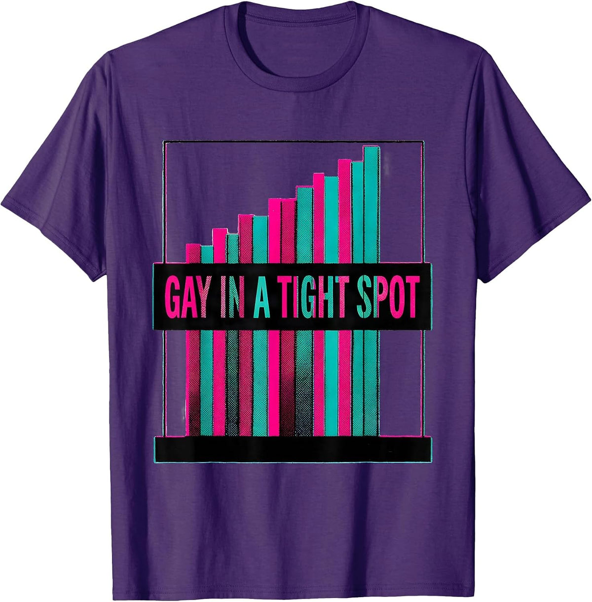 Gay In A Tight Spot Funny LGBTQ Pride Ally Humorous T-Shirt - Purple