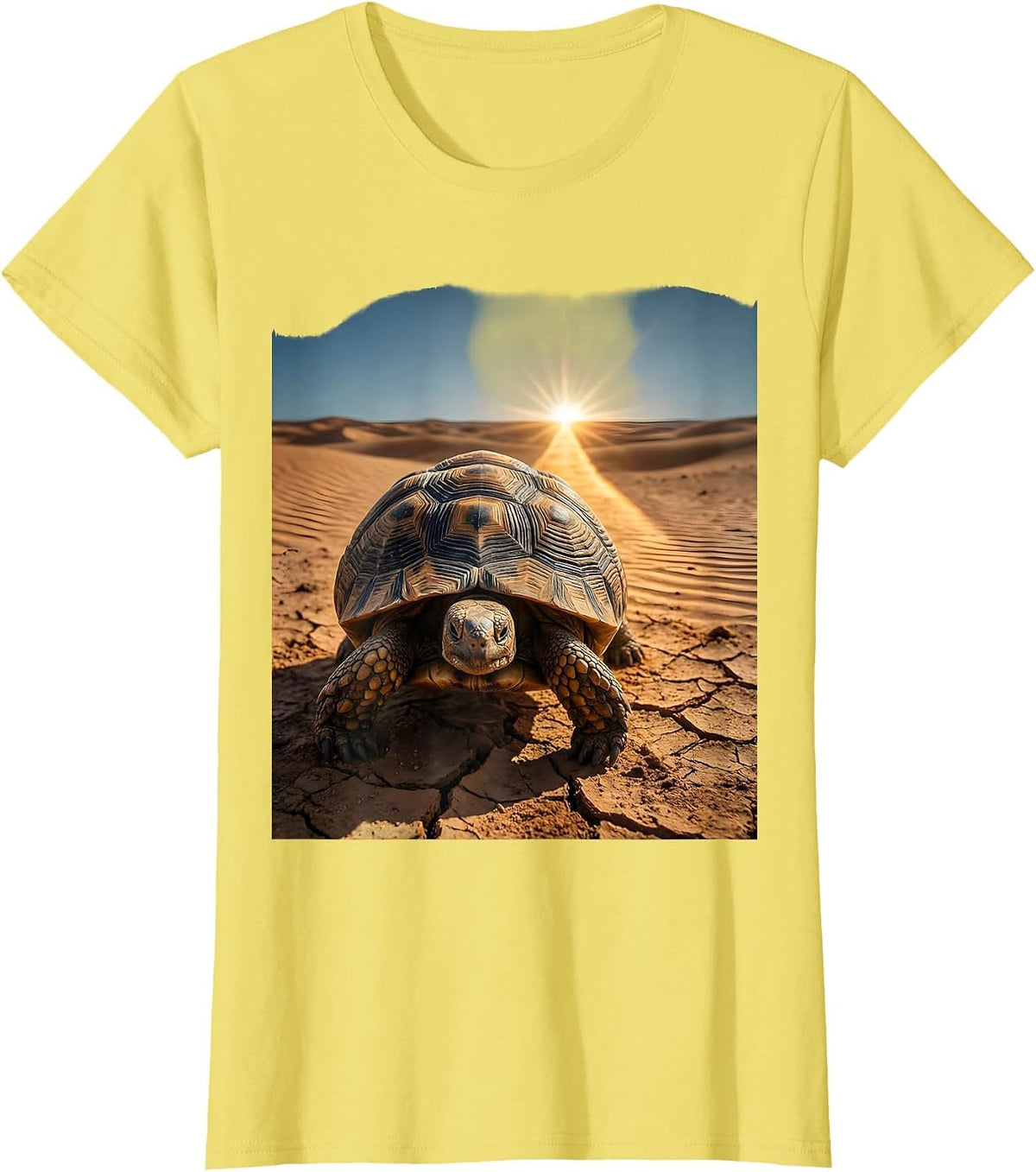 Women's Faith Over Fear Desert Turtle Graphic Tee T-Shirt - Lemon Yellow