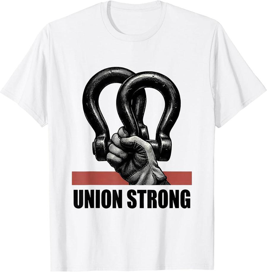 Men's Union Strong Scratchboard Labor Day Union Worker Patriotic T-Shirt - White