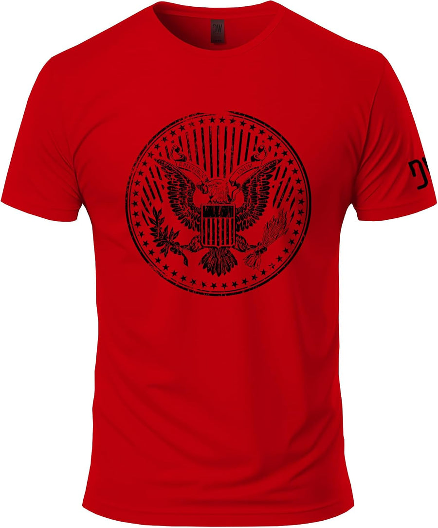 American Eagle Emblem T-Shirt - Cotton Short Sleeve Graphic Tee for Men - Red