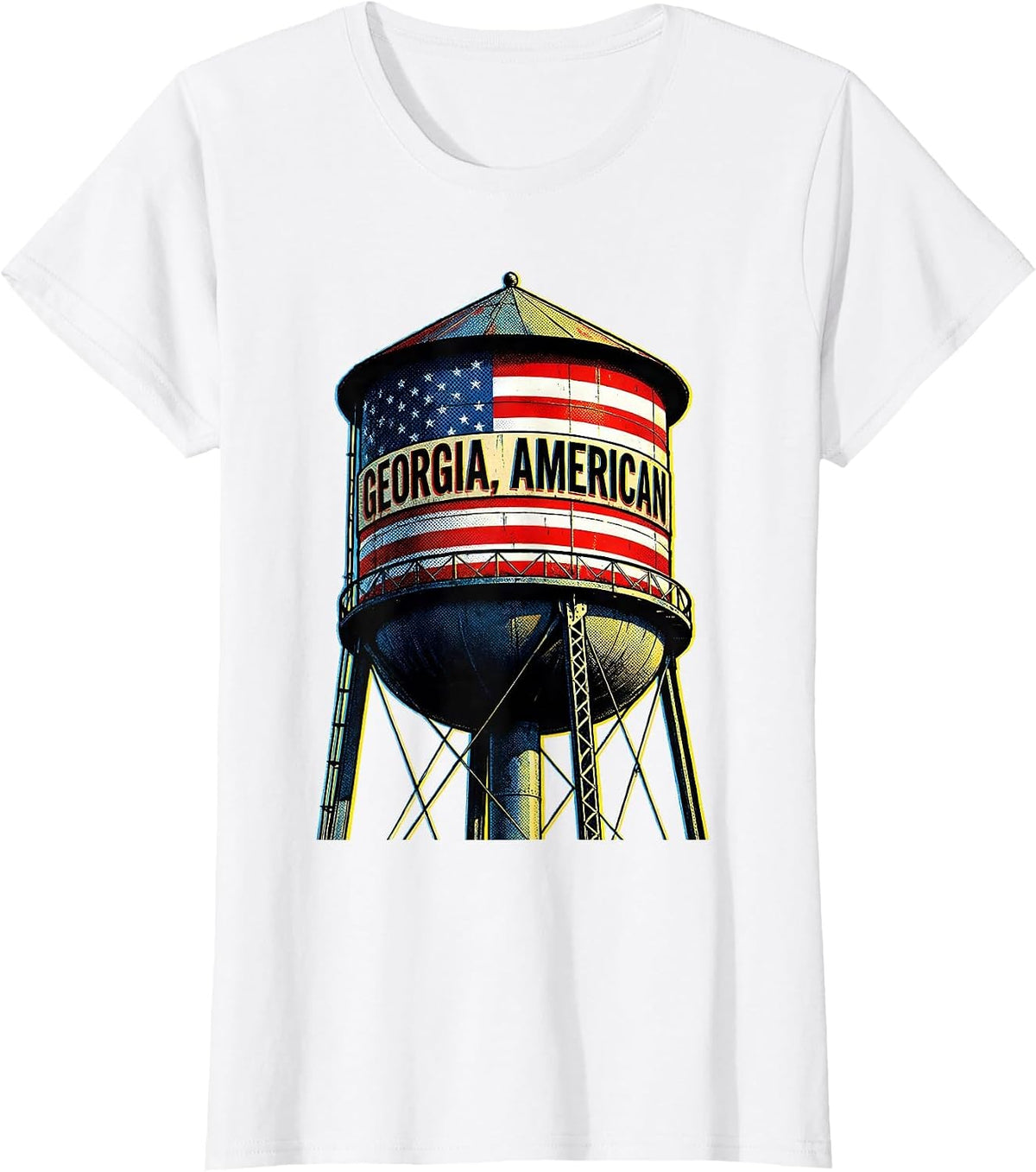 Georgia American Pop Art Patriotic Faith Over Fear Prayer T-Shirt - White