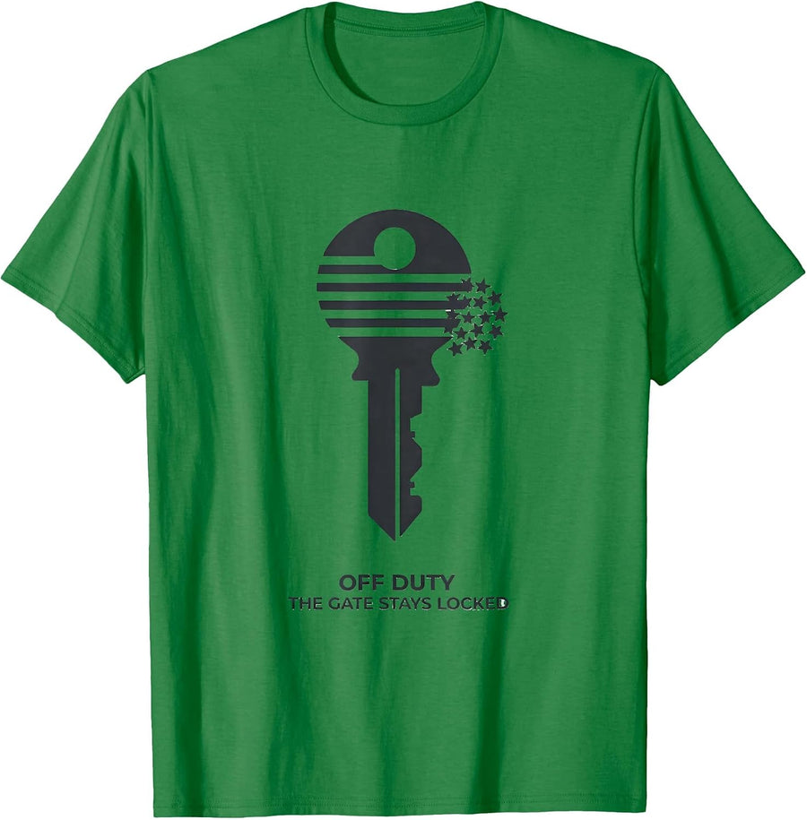 Men's Off Duty The Gate Stays Locked Correctional Officer T-Shirt - Kelly Green