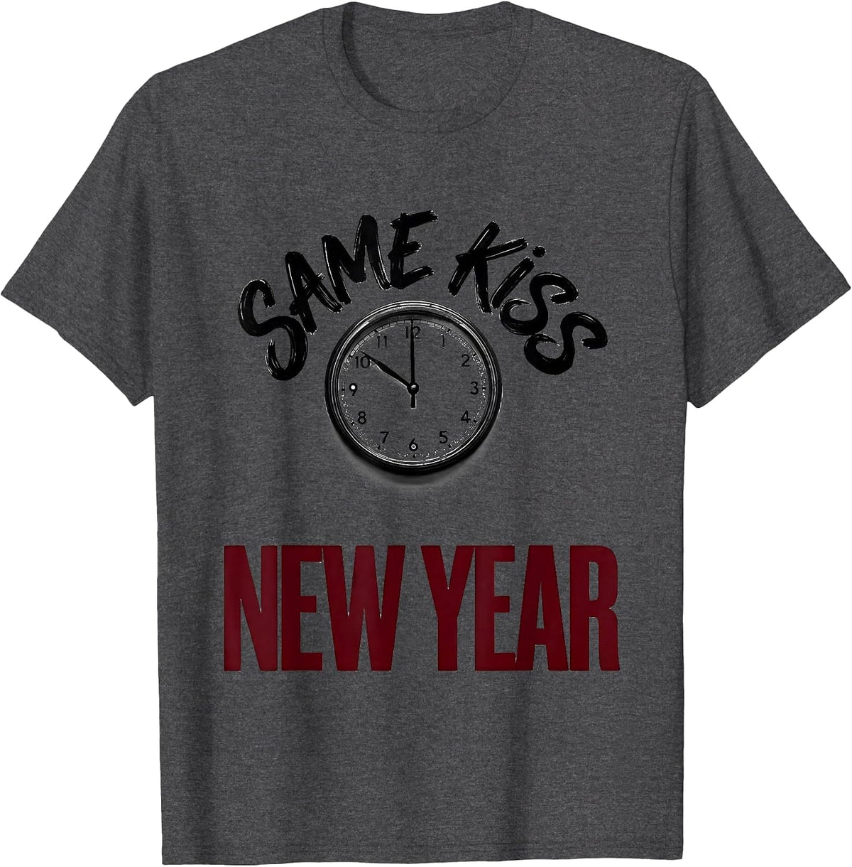 Same Kiss New Year Funny Matching Couple New Years Eve T-Shirt - Dark Heather Grey