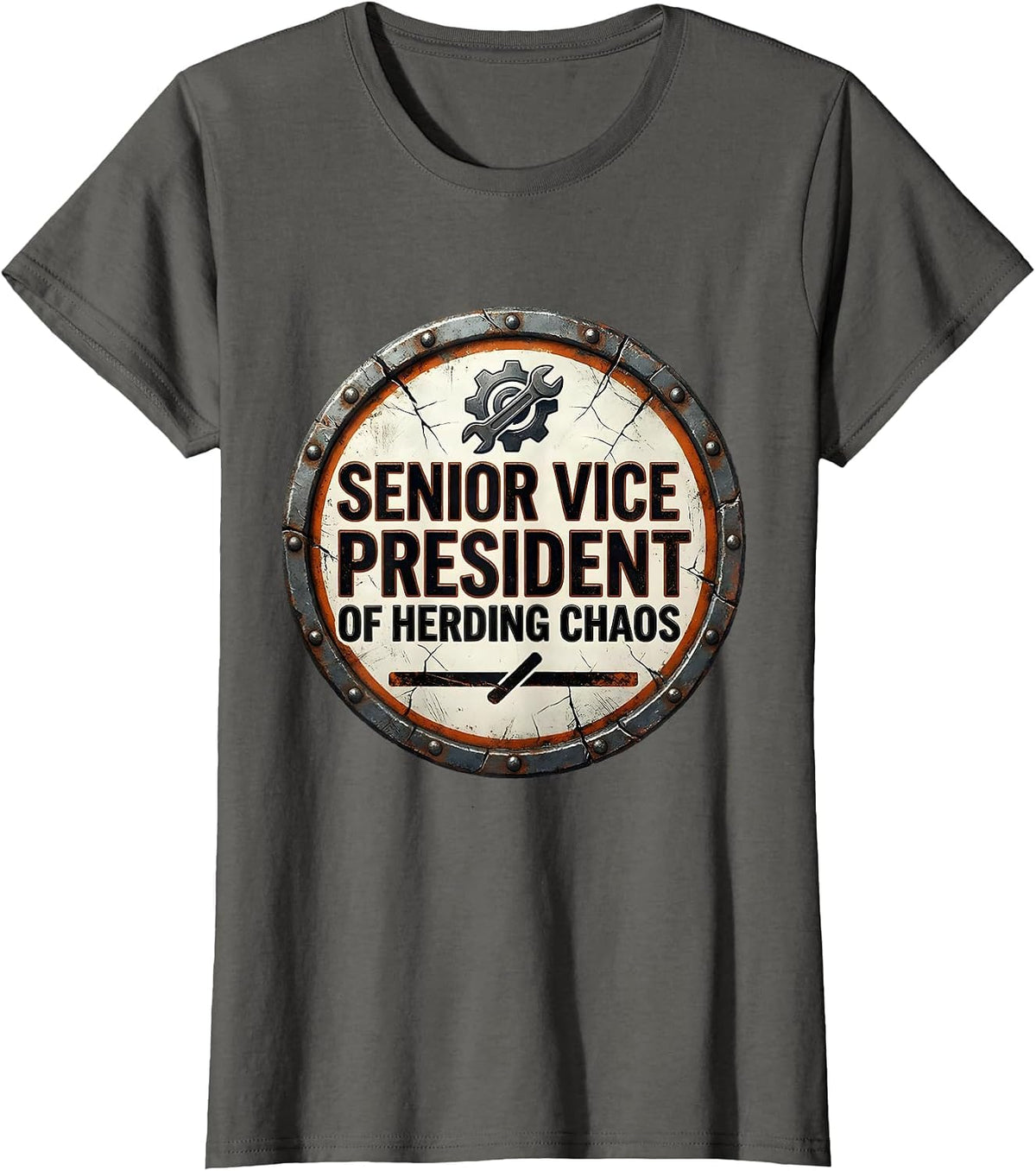 Women's Senior Vice President Of Herding Chaos Funny Boss Sarcastic T-Shirt - Asphalt Grey