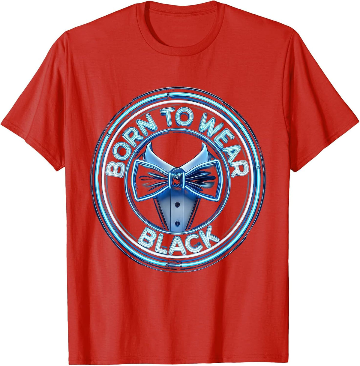 Men's Born to Wear Black Tuxedo Graphic Design T-Shirt - Red