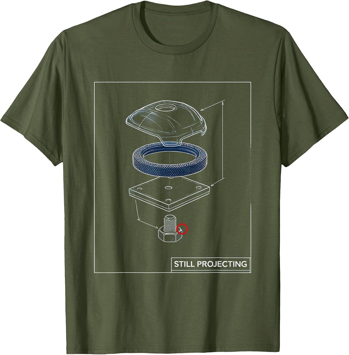 Still Projecting Rock Climbing Bouldering Humor Blueprint T-Shirt - Olive Green