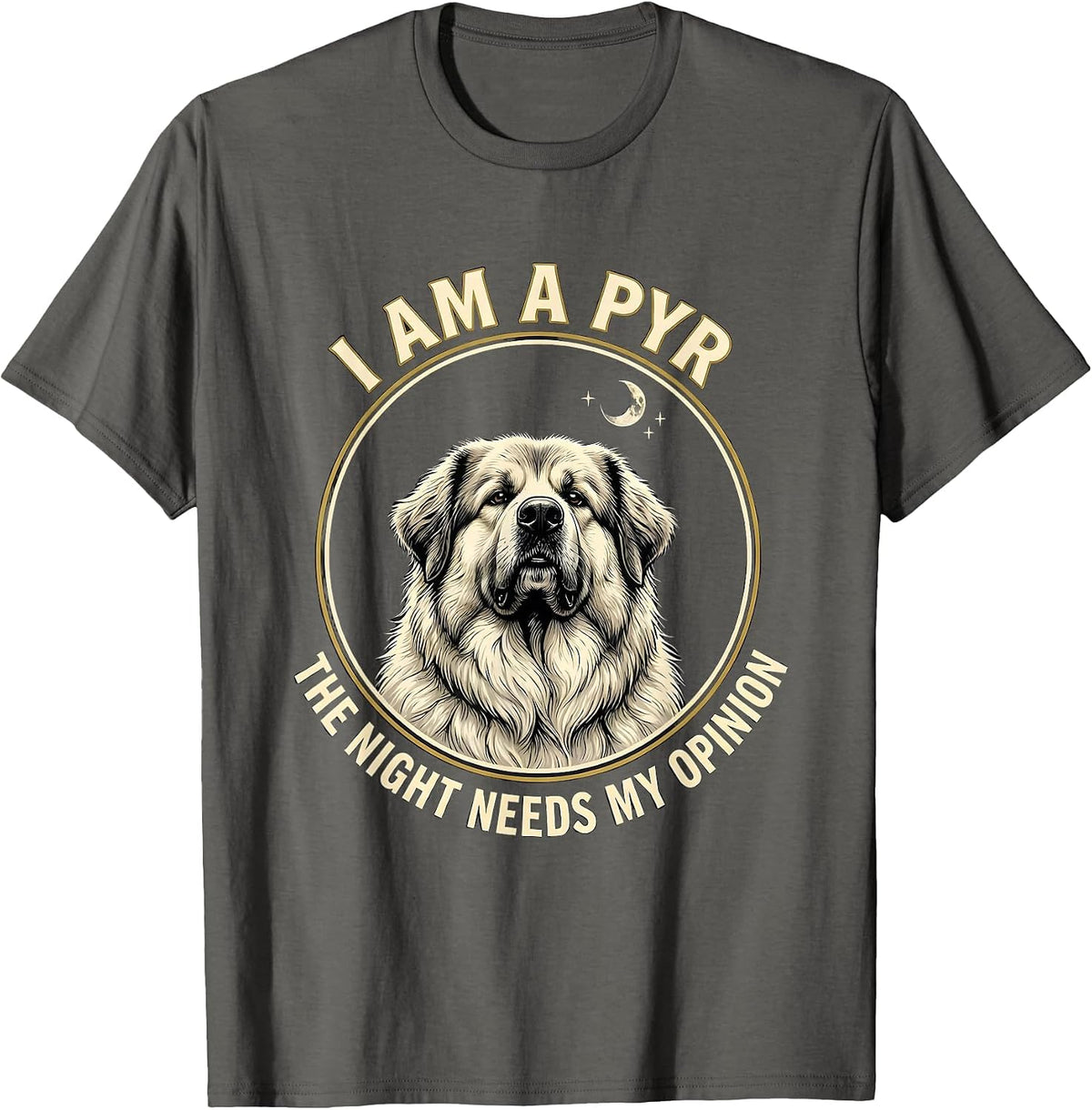 Men's I Am A Pyr The Night Needs My Opinion Funny Great Pyrenees T-Shirt - Asphalt Grey