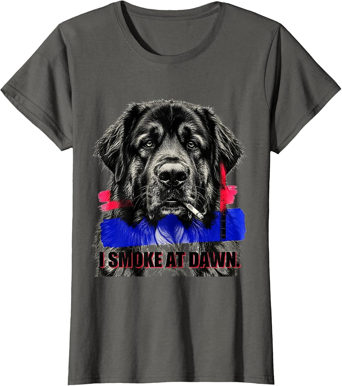 Women's I Smoke At Dawn Funny Great Pyrenees Dog Meme Humor T-Shirt - Asphalt Grey