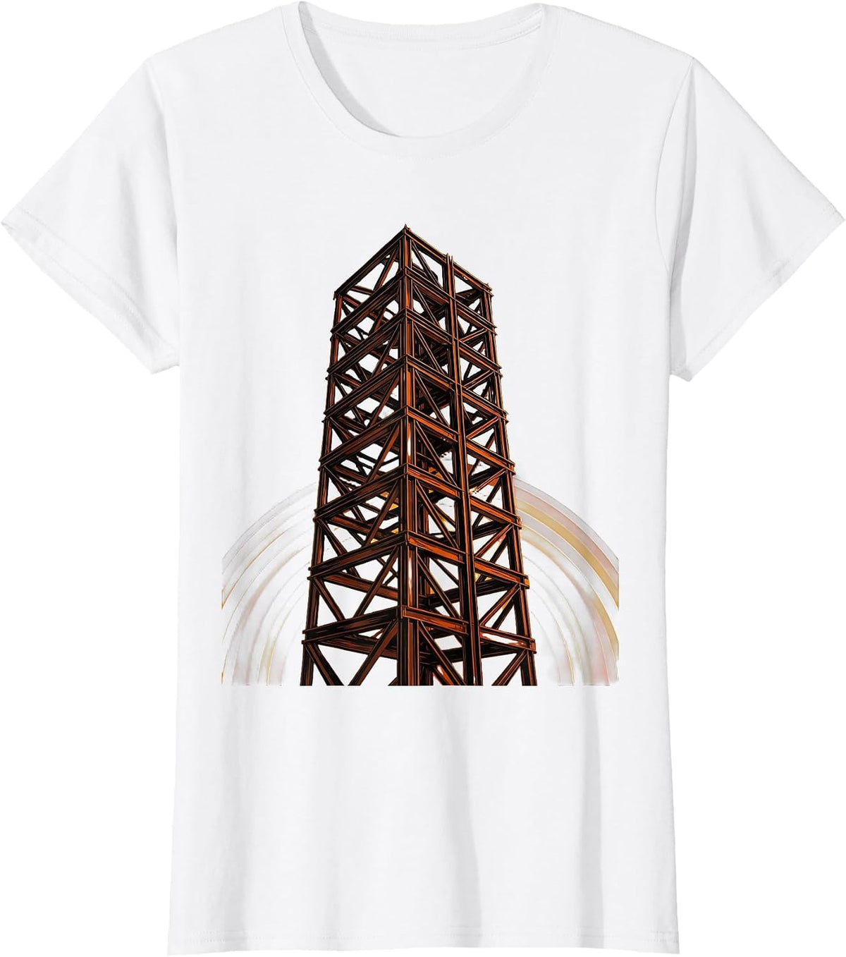 Labor Day Rising Skyscraper Steel Girder Illustration T-Shirt, Women, White, XX-Large - As Pictured