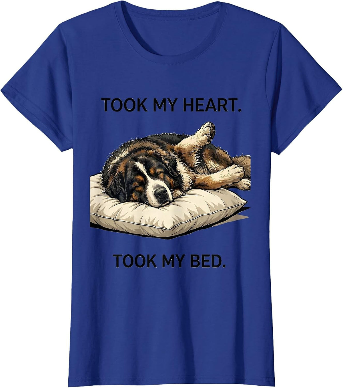 Women's Took My Heart Took My Bed Great Pyrenees Official Sleepshirt T-Shirt - Royal Blue