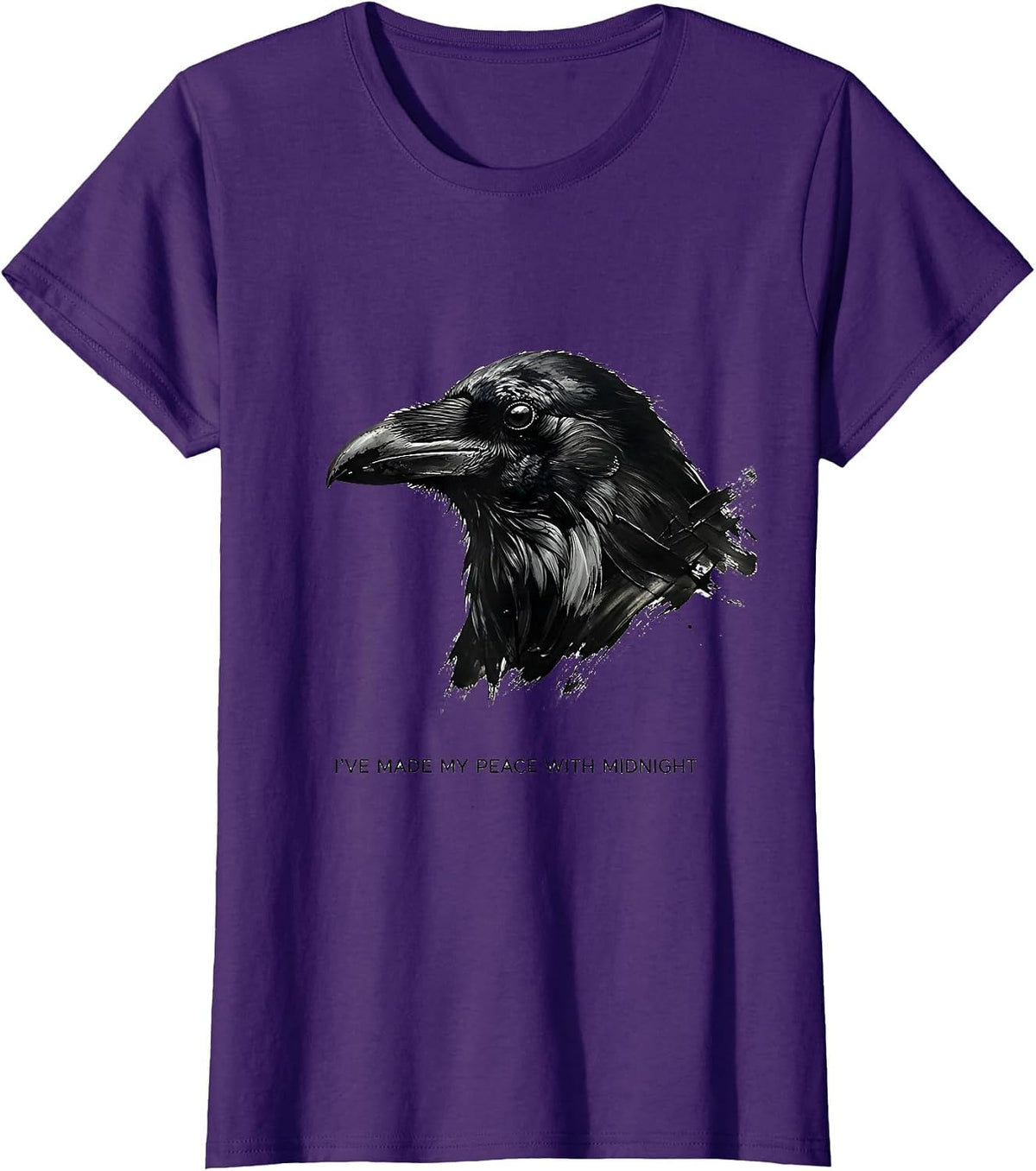 Women's I've Made My Peace With Midnight Gothic Edgar Allan Poe T-Shirt - Purple