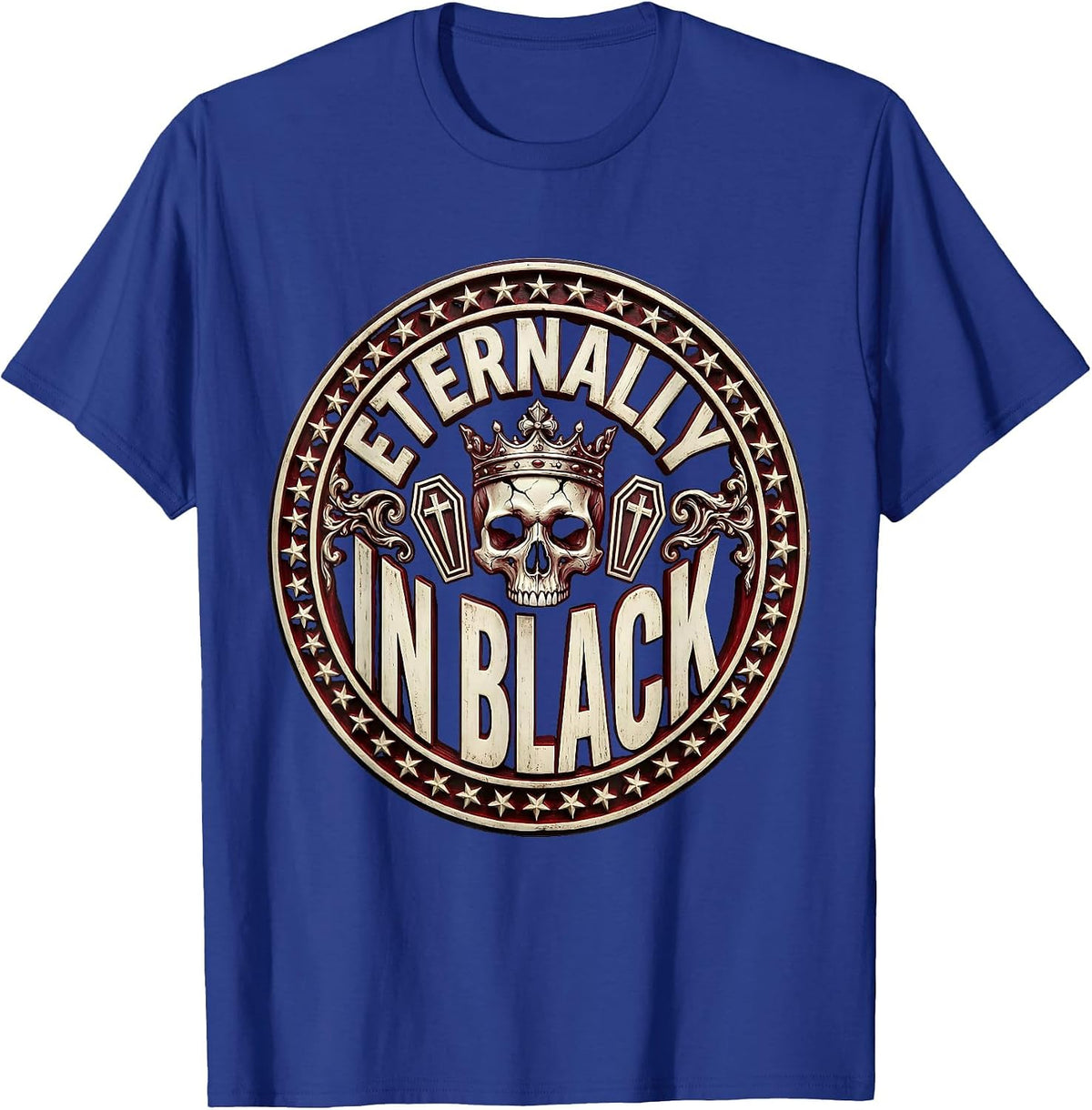 Eternally in Black Goth Dark Aesthetic Design T-Shirt - Royal Blue
