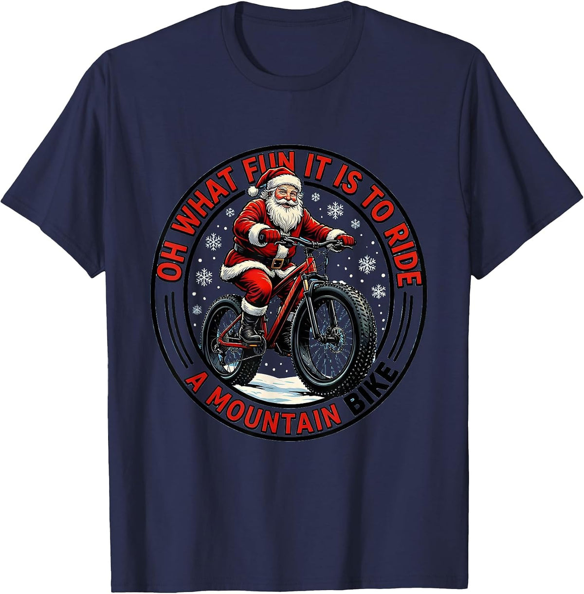 Men's Oh What Fun It Is To Ride A Mountain Bike Biker T-Shirt - Navy Blue