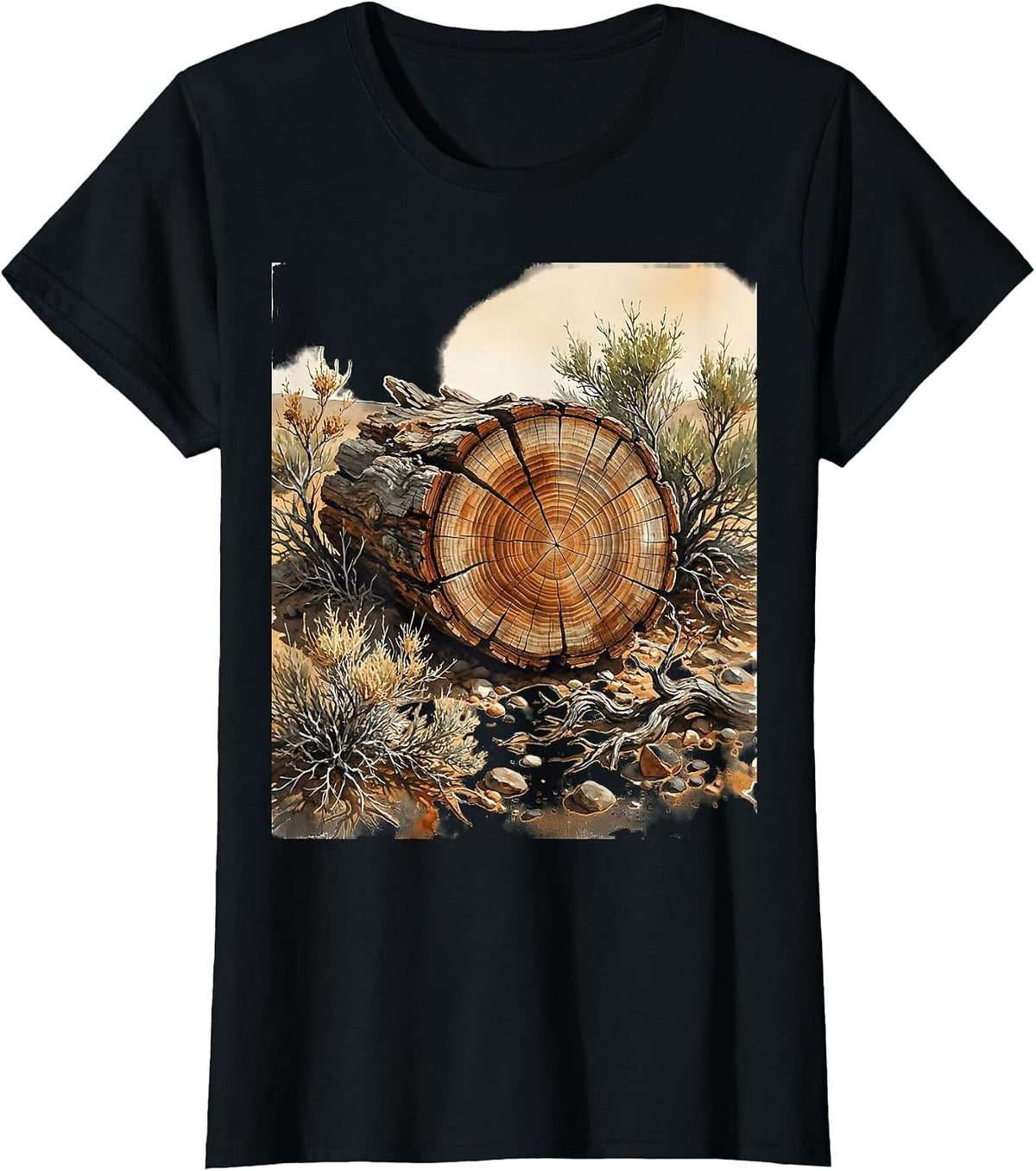 Petrified Wood Desert Scrub National Park Graphic T-Shirt - Black
