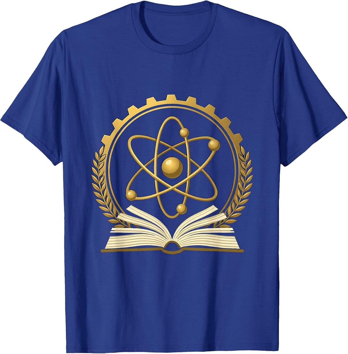 Men's Science Teacher Atom Model Over Textbook Graphic T-Shirt - Royal Blue