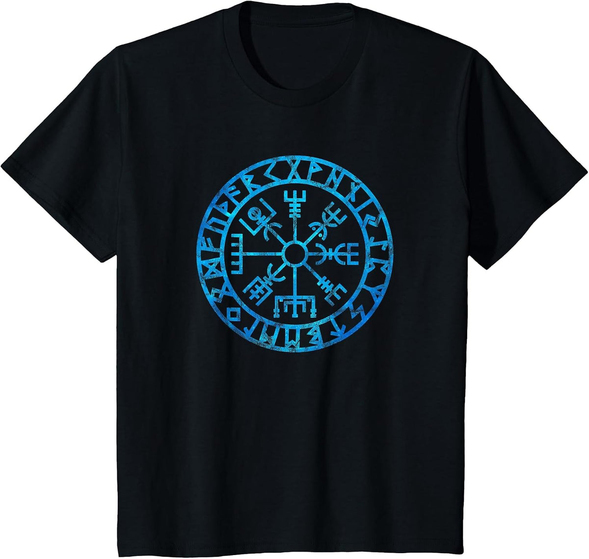 Vegvisir Viking Compass Rune Protection Symbol Celtic Nordic T-Shirt - Black