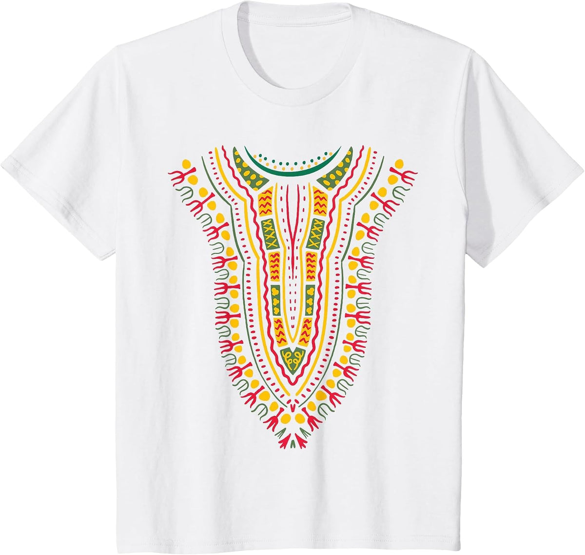 Dashiki Print Kente Ethnic African Pride for Kids Boys Girls T-Shirt - White