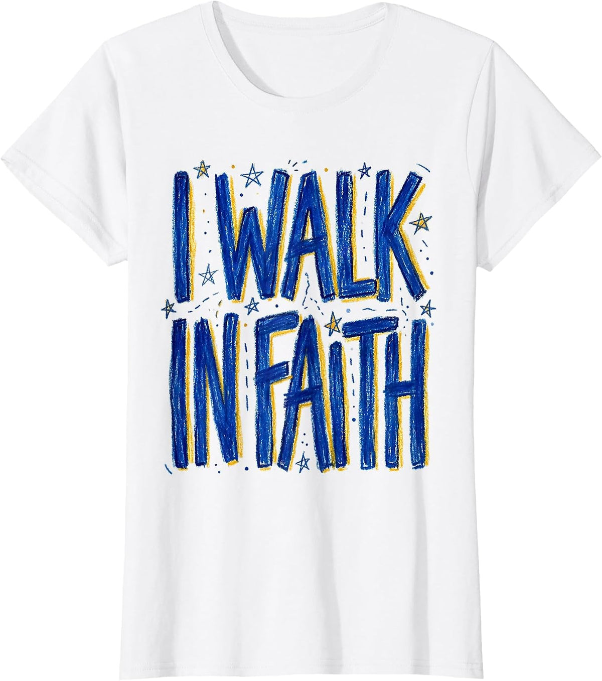 Women's I Walk In Faith Faith Over Fear Design T-Shirt - White