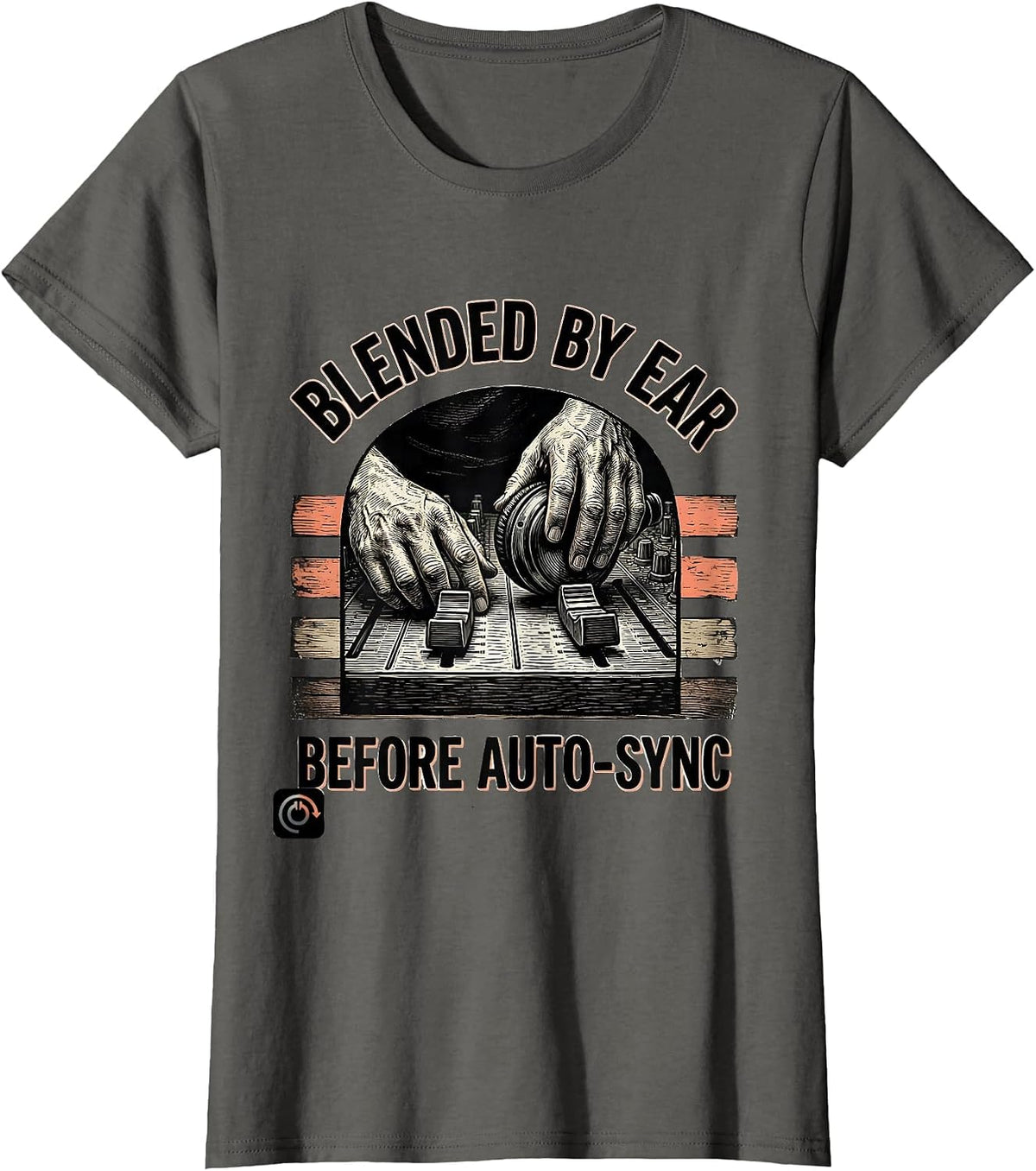 Women's Blended By Ear Before Auto-Sync Funny DJ Gift Vintage Retro T-Shirt - Asphalt Grey