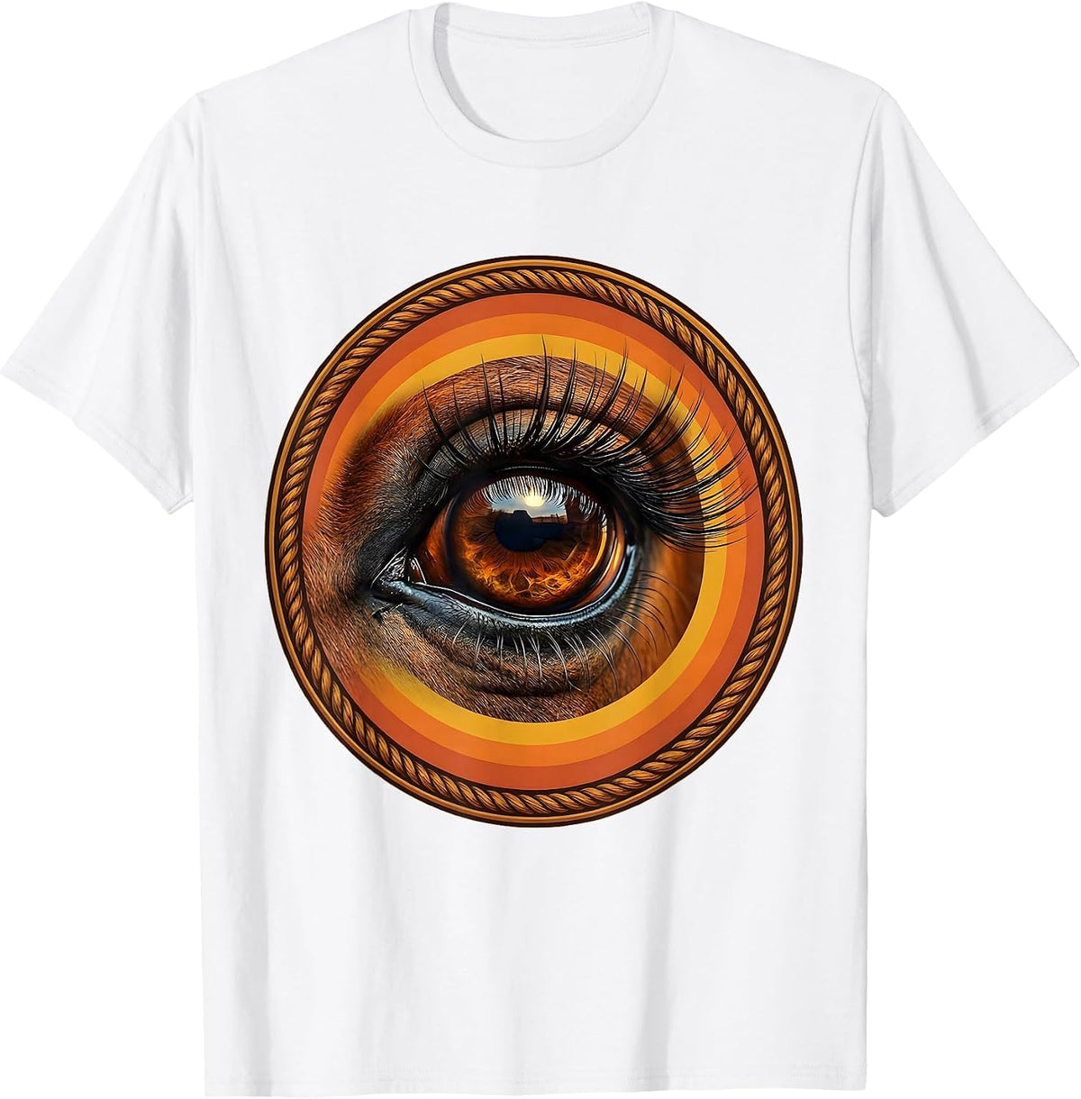 Men's Horse Eye Close-Up Long Lashes Western Graphic T-Shirt - White