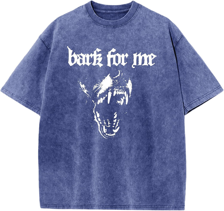 Goth Grunge Shirts for Women Gothic Bark for Me Punk Streetwear Shirt Y2k Graphic Tees Oversized Acid Wash Tshirt - Blue