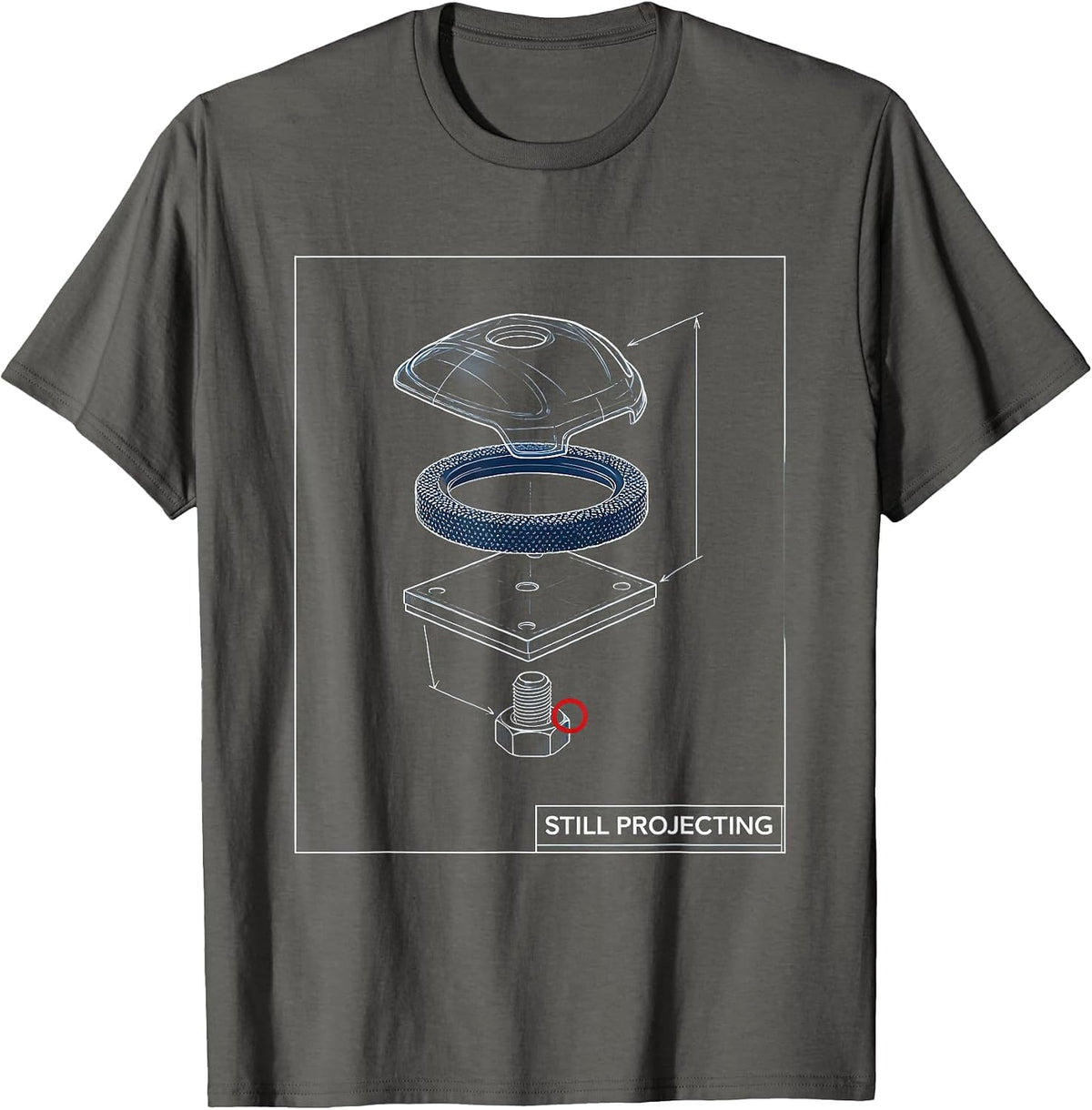 Still Projecting Rock Climbing Bouldering Humor Blueprint T-Shirt - Asphalt Grey