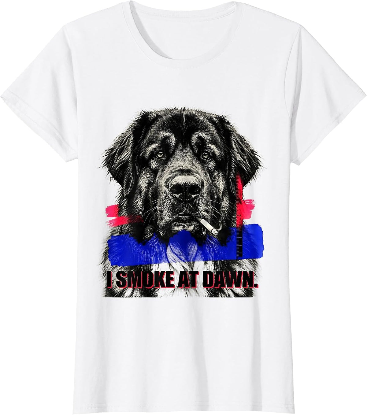 Women's I Smoke At Dawn Funny Great Pyrenees Dog Meme Humor T-Shirt - White