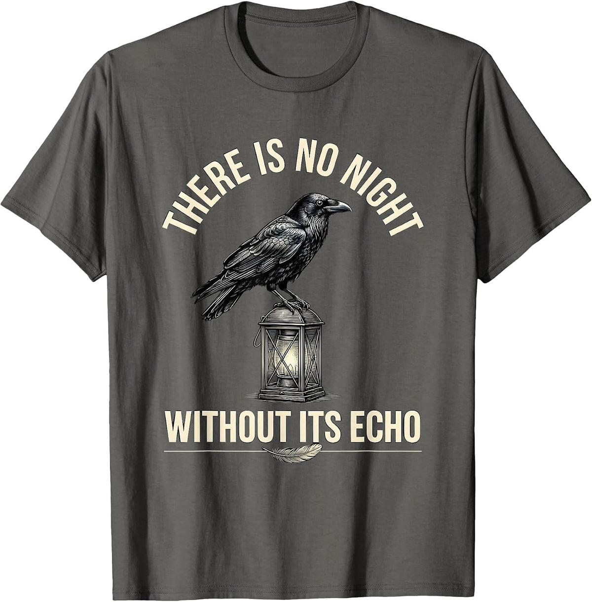 Men's There Is No Night Without Its Echo Gothic Literary Edgar T-Shirt - Asphalt Grey