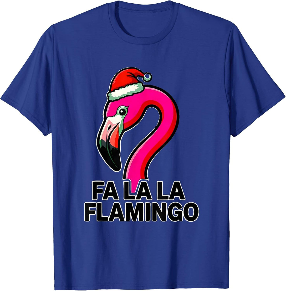 Fa La La Flamingo Cartoon Christmas Pun Humor Flamingo Lover T-Shirt - Royal Blue