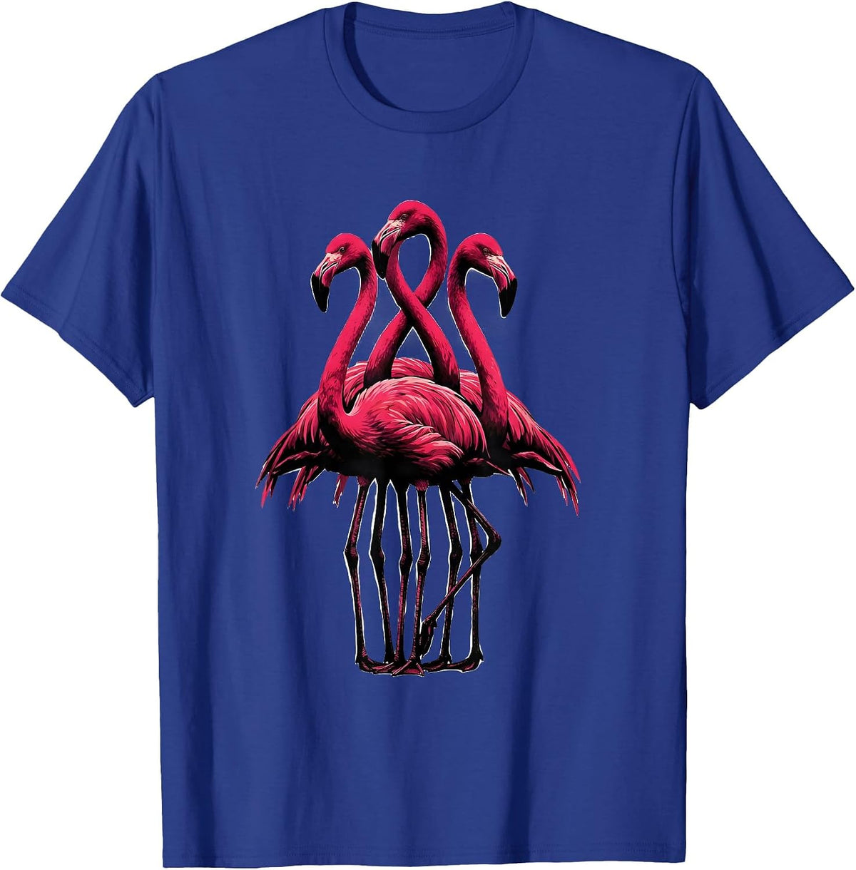 Flamingo Braided Cluster Silhouette Bird Lover Humor T-Shirt - Royal Blue