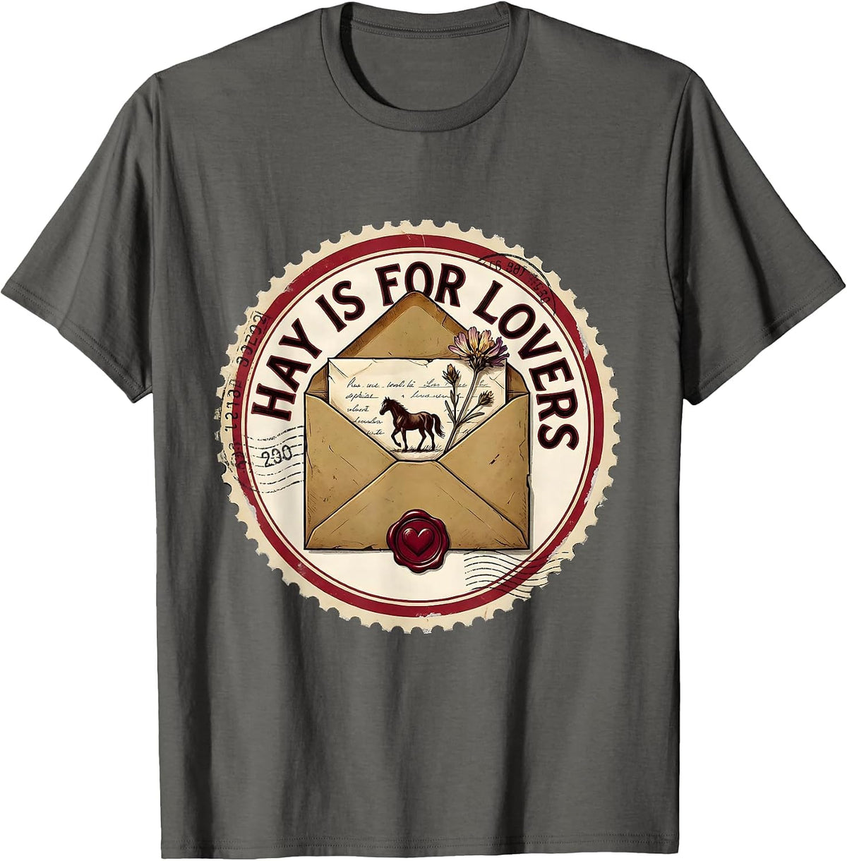 Hay Is For Lovers Equestrian Design T-Shirt - Asphalt Grey