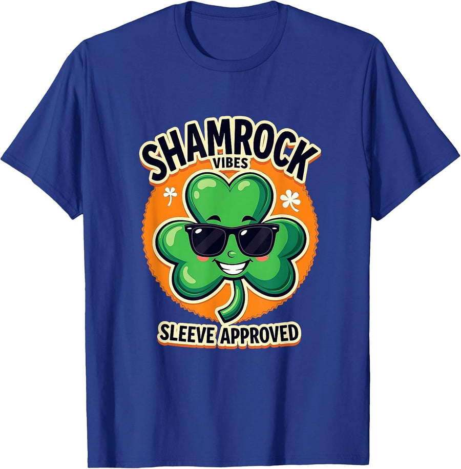 Shamrock Vibes Sleeve Approved St Patricks Day T-Shirt - Royal Blue