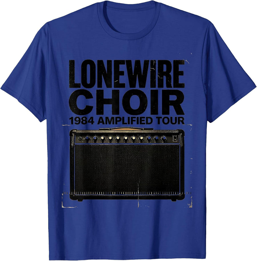 Lonewire Choir 1984 Amplified Tour Vintage Rock Fan Grunge T-Shirt - Royal Blue