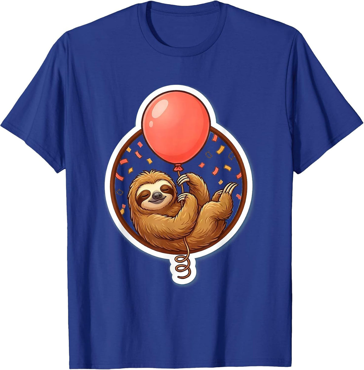 Sloth Birthday Balloon Hanging Cute Funny Gift T-Shirt - Royal Blue