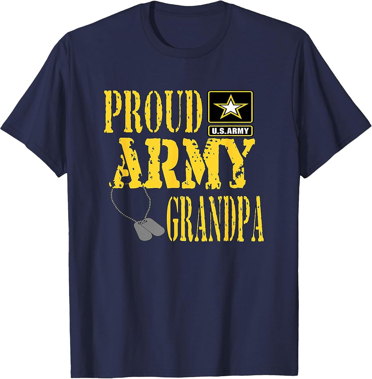 Proud Army Grandpa Shirt Military Pride T Shirt T-Shirt - Navy Blue
