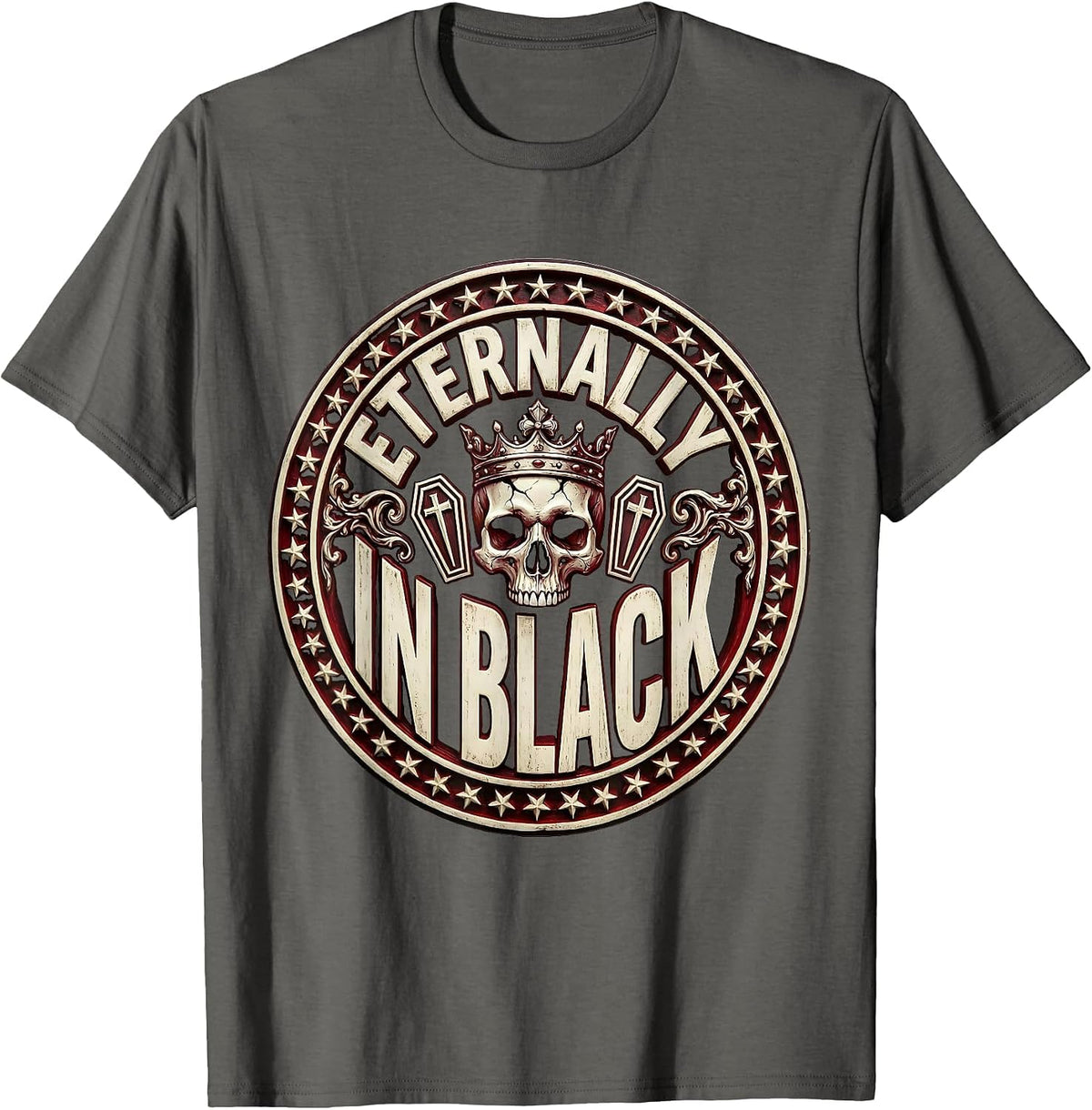 Eternally in Black Goth Dark Aesthetic Design T-Shirt - Asphalt Grey