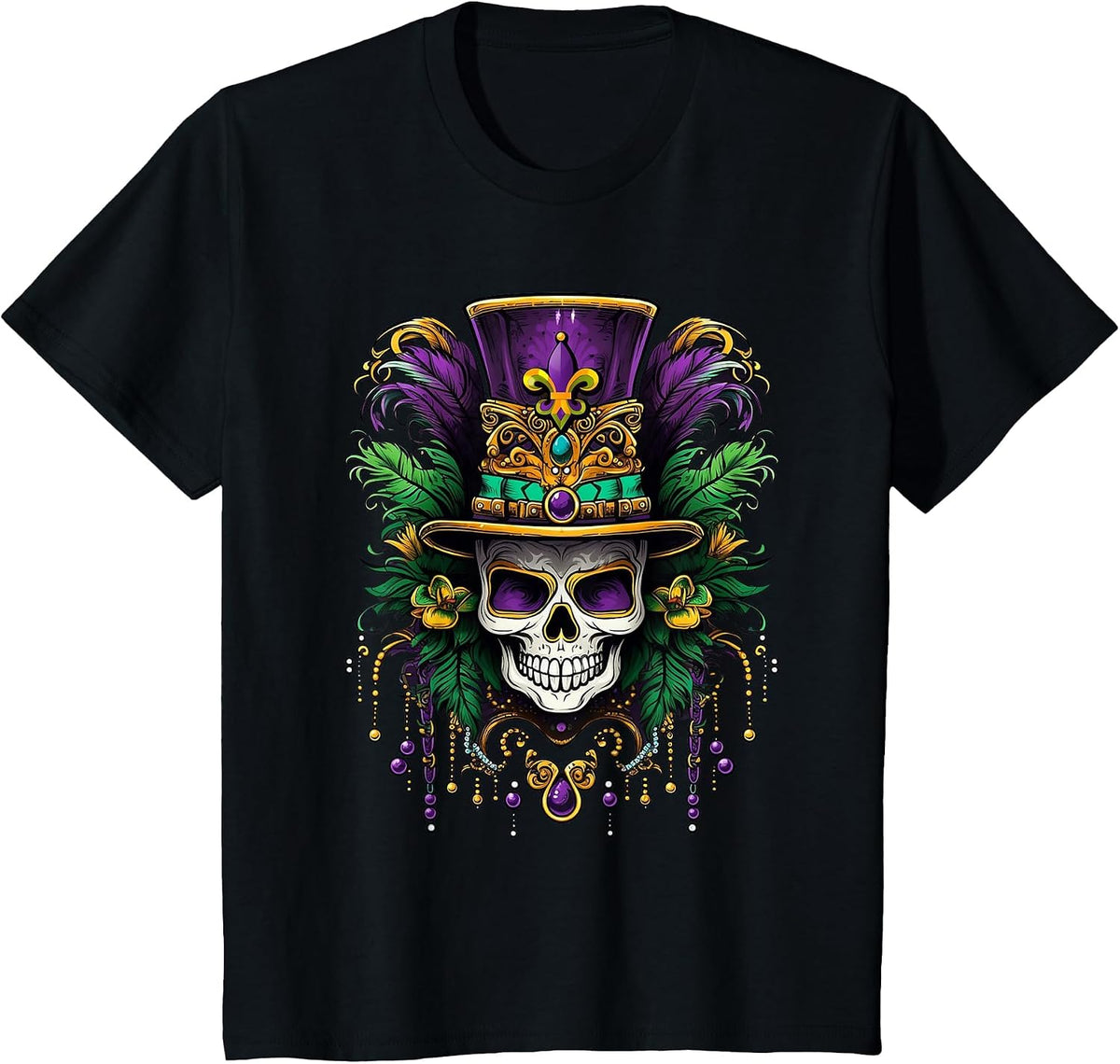 Mardi Gras Costume Sugar Skull Carnival New Orleans Trip T-Shirt - Black
