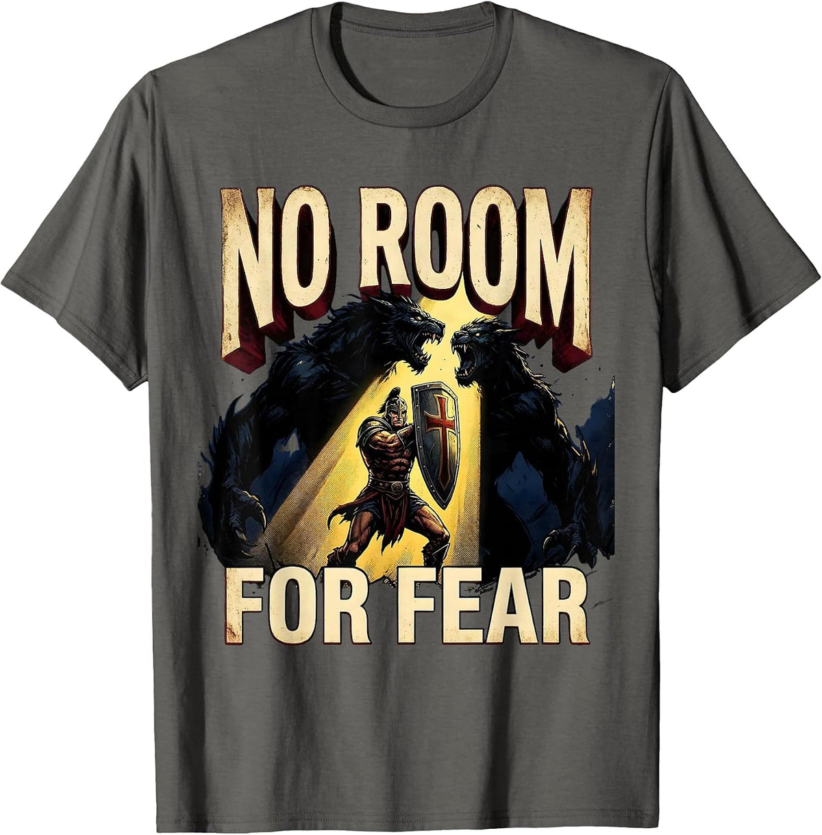 Men's No Room For Fear Faith Over Fear Graphic Design T-Shirt - Asphalt Grey